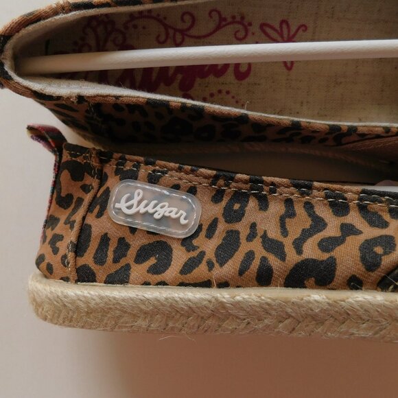 SUGAR Womens Elenore Canvas Flats Slip-On Espadrilles Shoes Leopard Size 6.5 - Picture 5 of 10